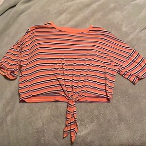 Small orange striped cropped top